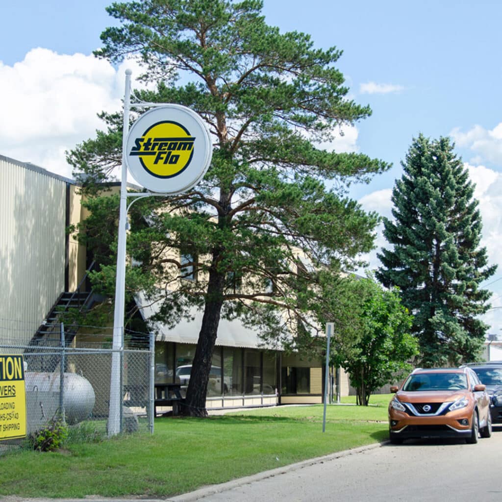 Stream-Flo Canada location for Customer Property Management in Edmonton. Alberta. Photo of the front of building.