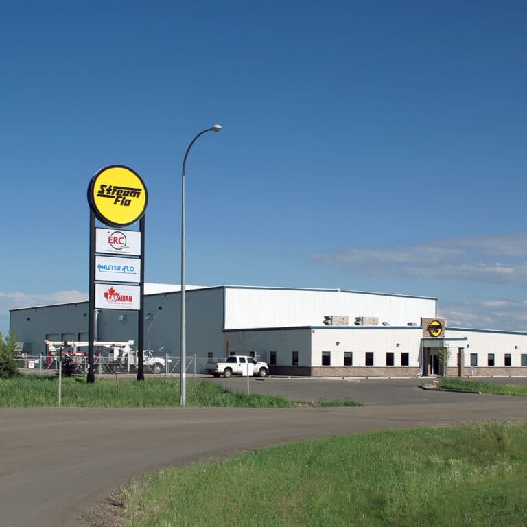 Stream-Flo Canada location in Grande Prairie, Alberta. Photo of the front of the facility.